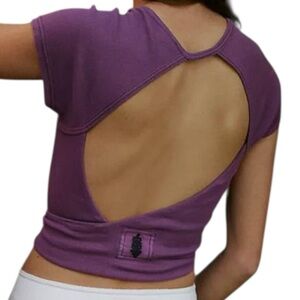 FP Movement Final Mile Open Back Cropped Tee Plum Purple Size M